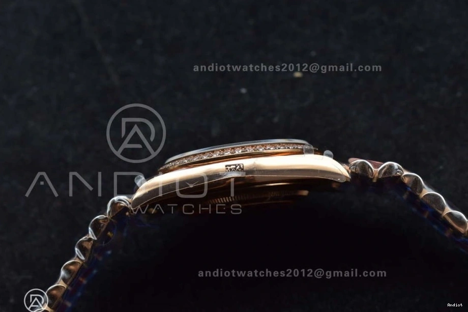 40 904L On Meteorite Steel President Markers A3255 RG Crystal Bracelet DayDate Dial JDF 0129